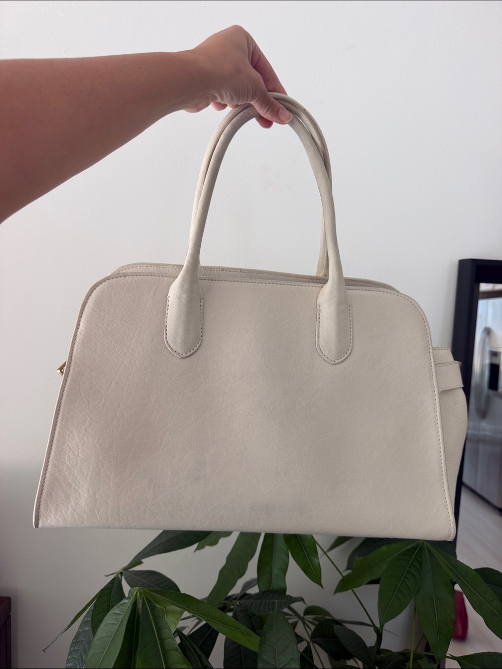 Margot Classic Cream Structured Tote Bag